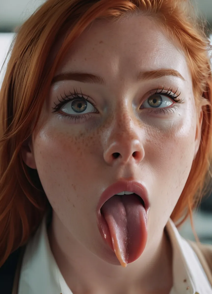 Redhead freckles macro photorealistic AI porn